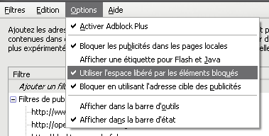 Les options de AdBlock