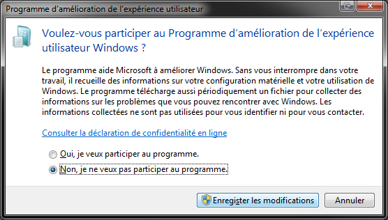 Accéder au Programme d´expérience utilisateur Windows